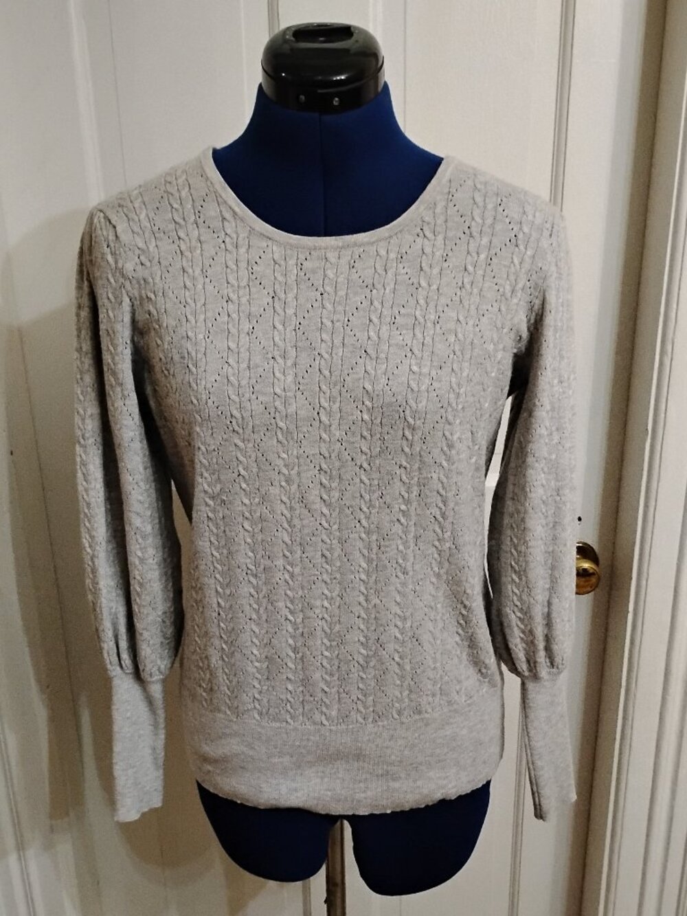 Adrianna Papell Grey Puff Sleeve Sweater